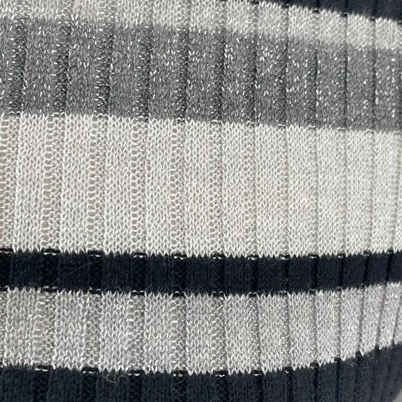 Frame Womens Small Metallic Striped Crewneck Ribbed Sweater Knit Top Stretch - Picture 10 of 10